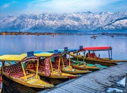 kashmir tourist place with lake and boats